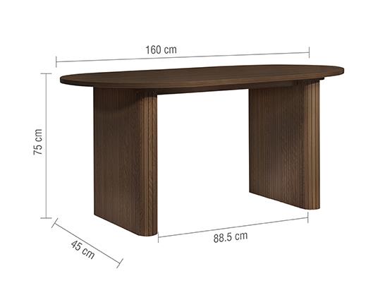 Axel Oval Fluted Dining Table - Walnut
