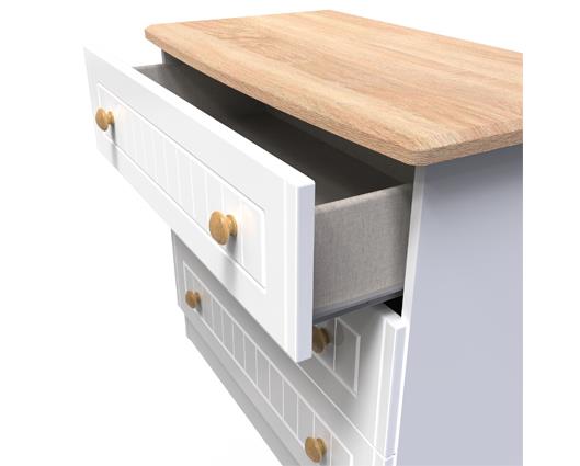 Warwick 3 Drawer Chest - White Matt with Bardolino Oak Top