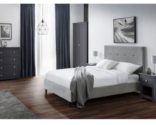 Shoreditch High Headboard Double Bed - Slate Velvet Grey