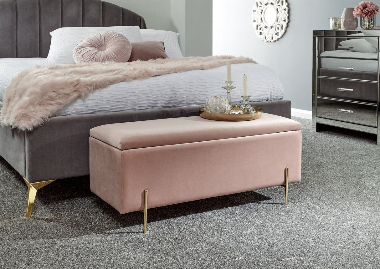 Melta Ottoman Storage Bench-Pink