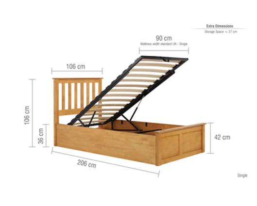 Phoenix Single Ottoman Bed - Oak