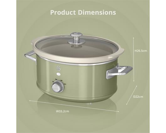 Swan 3.5L Slow Cooker Retro Green