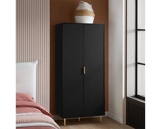 Zara 2 Door Fluted Wardrobe - Black