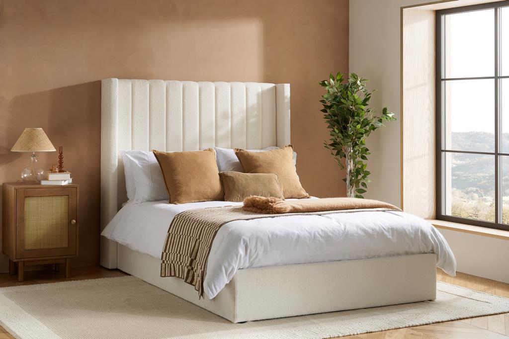 Maisey Ottoman Bed White Boucle - King