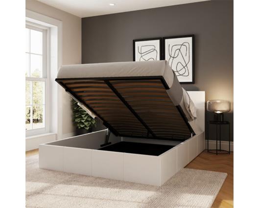 End Lift Ottoman Double Bed - White