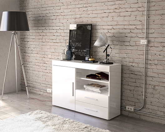 Edgeware 1 Door 2 Drawer Sideboard- White