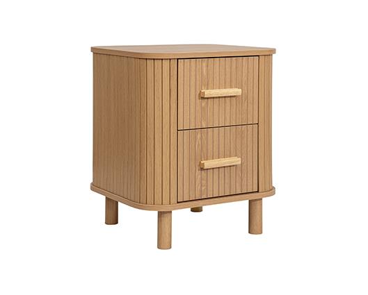 Axel 2 Drawer Fluted Bedside - Oak