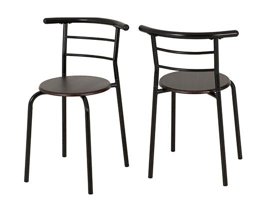 DERRY DINING SET (X2 CHAIRS) - BLACK/WALNUT