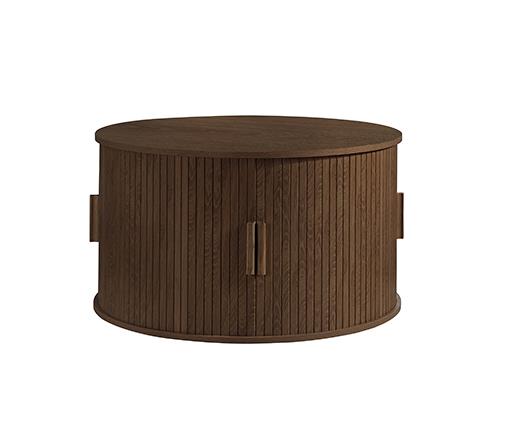 Axel Round Fluted Coffee Table with Storage - Walnut