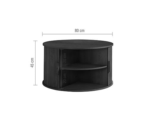 Axel Round Fluted Coffee Table with Storage - Black