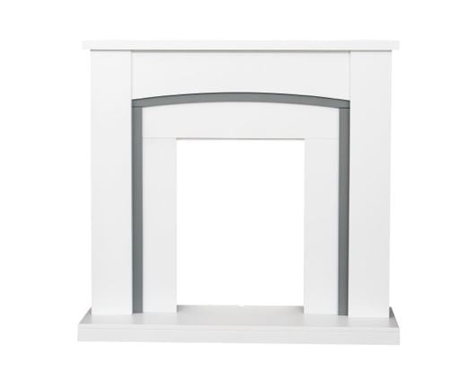 Cassandra Fireplace in Pure White and Grey, 39 Inch