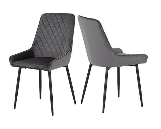 AVERY EXTENDING DINING SET (X4 CHAIRS) - CONCRETE/GREY VELVET