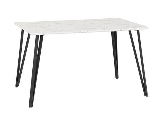 MARLOW & SHELDON DINING SET (X4 CHAIRS) - WHITE MARBLE/IVORY BOUCLE FABRIC