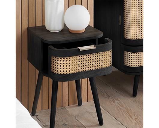 Noah 1 Drawer Bedside - Black