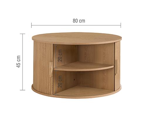 Axel Round Fluted Coffee Table with Storage - Oak