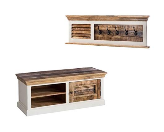 Arianna Wood Shoe Rack & Wall Hook Set