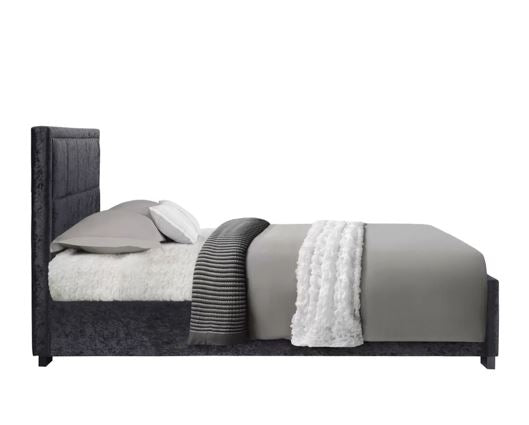 Hannover King Bed - Black Crushed Velvet