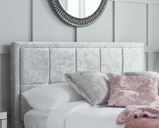 Hannover Double Ottoman Bed - Steel Crushed Velvet