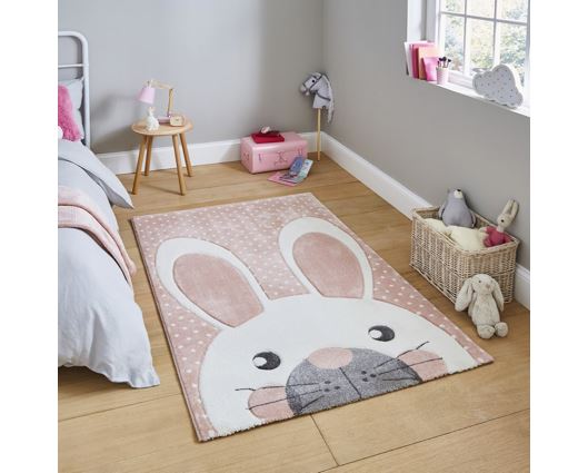 Bunny Rabbit Kids Rug - Pink - 120cm x 170cm