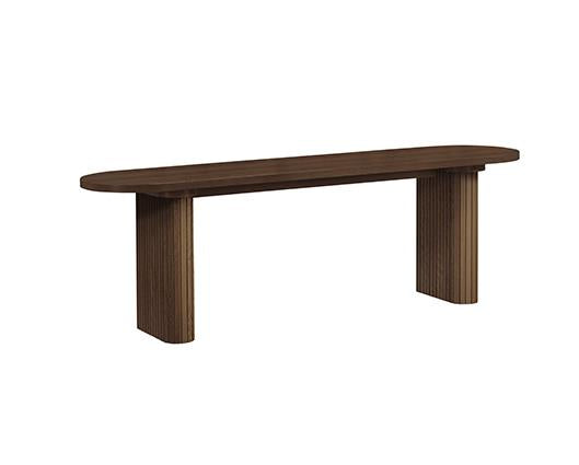 Axel Oval Fluted Dining Table with 2 Fabric Chairs and 1 Bench - Walnut