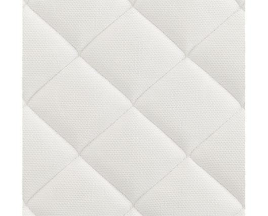 Close-up of a white mattress quilted fabric surface with stitched diamond panels.