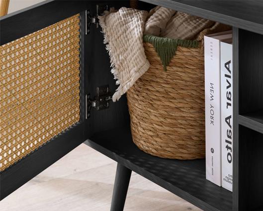 Croxley Rattan Small TV Unit - Black