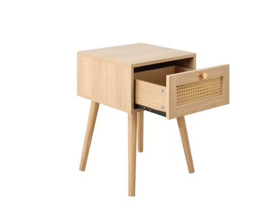 Croxley 1 Drawer Rattan Bedside- Oak