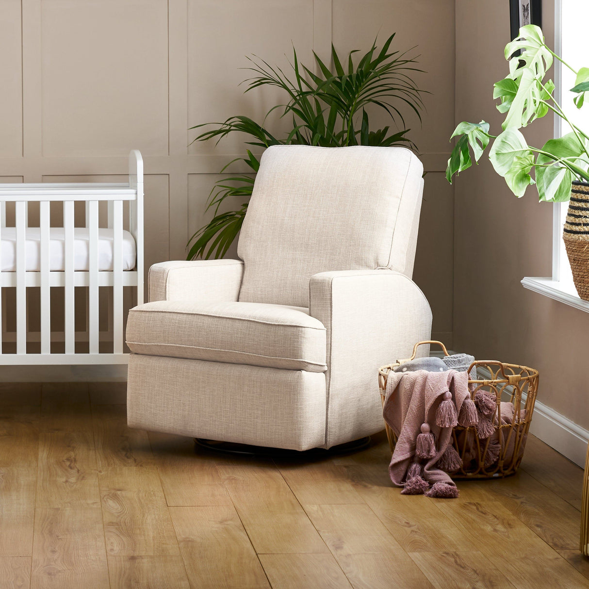 Mia Swivel Glider Recliner Chair - Oatmeal