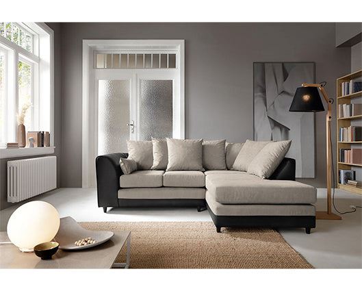 Dan Right Hand Facing Corner Sofa - Brown & Beige