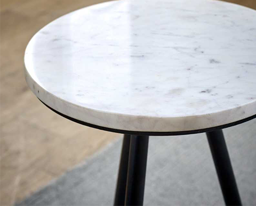 Olin Side Table With White Marble Top & Metal Legs