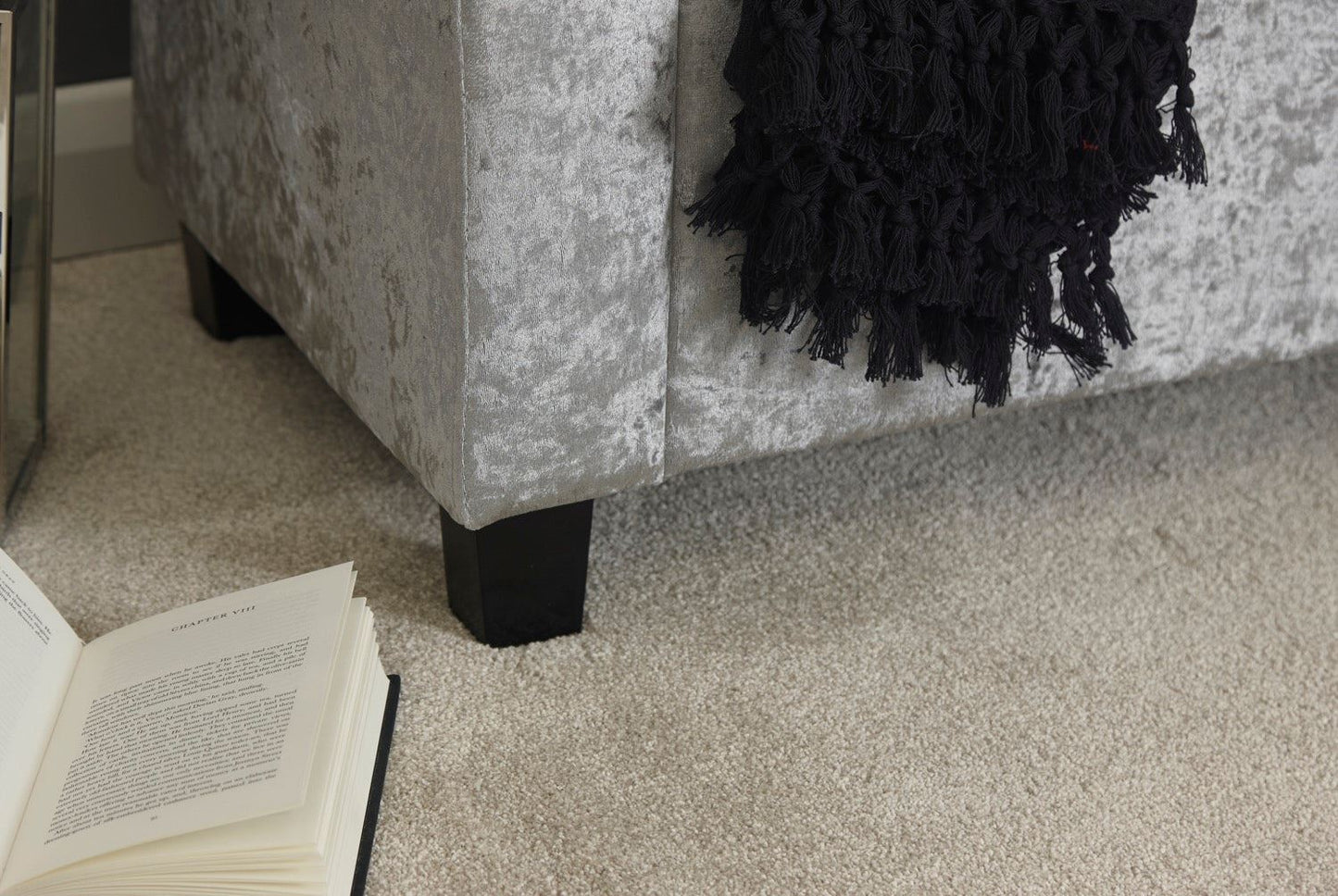 Vanessa Window Seat-Grey Crushed Velvet