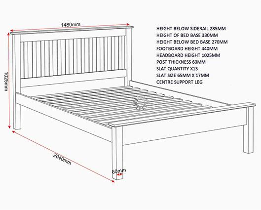 MONACO 4'6" LOW END BED - DARK GREY/OAK EFFECT
