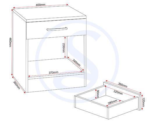 DAKOTA 1 DRAWER BEDSIDE - LIGHT GREY