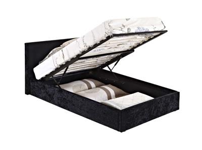 Berlin Crushed Velvet Fabric Ottoman King Bed - Black