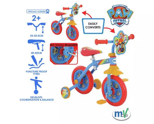 Paw Patrol 2 in 1 10" Training Bike