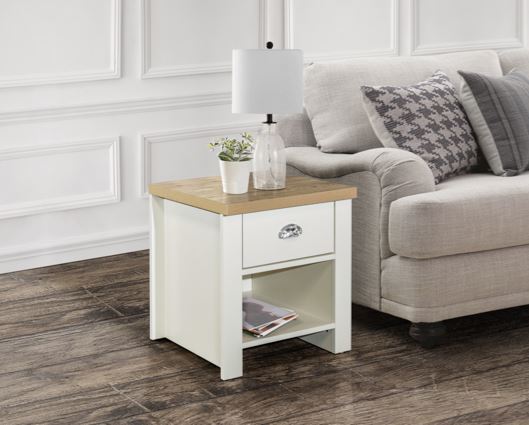 Harper 1 Drawer Lamp Table - Cream