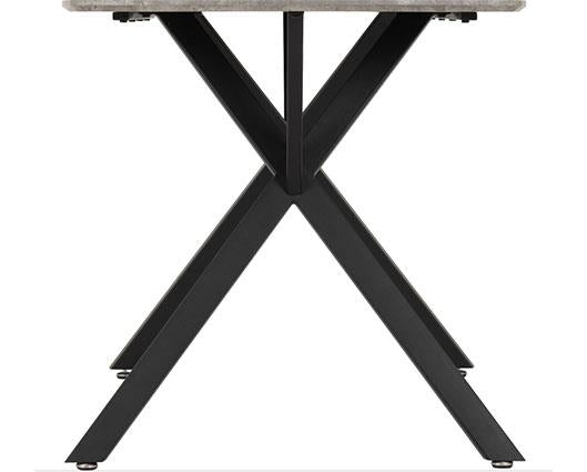 ATHENS RECT & AVERY DINING SET (X4 CHAIRS) - CONCRETE/EMERALD GREEN VELVET