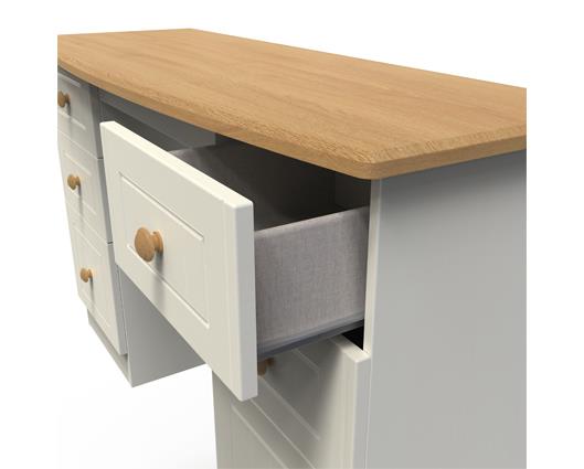 Warwick Kneehole - Cream Ash with Modern Oak Top