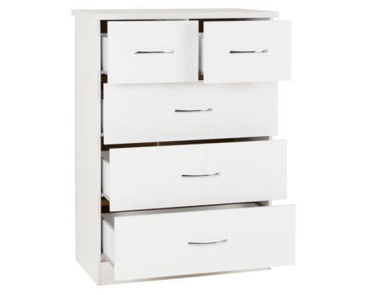 Neptune 3+2 Drawer Chest - White Gloss