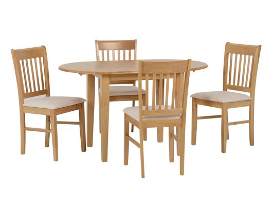 Oakland Extending Dining Set - Natural Oak/Mink Microsuede