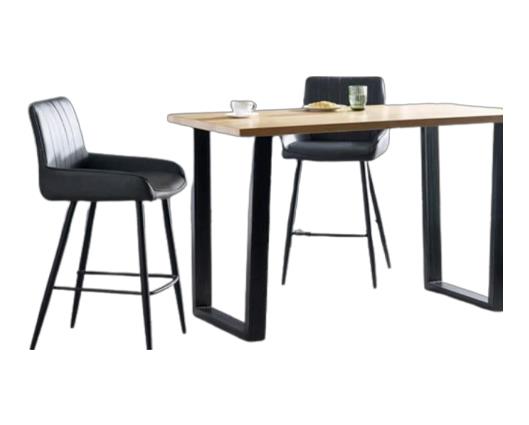 Theodore Bar Oak Bar Table & 2 Saturn Bar Stools- Grey