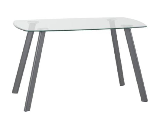 Alice Dining Set - Clear Glass/Grey/Grey Faux Leather