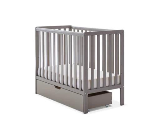 Space Saver Cot, Under Drawer & Eco Plus Foam Mattress-Taupe Grey