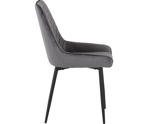 ATHENS ROUND & AVERY DINING SET (X4 CHAIRS) - CONCRETE/GREY VELVET