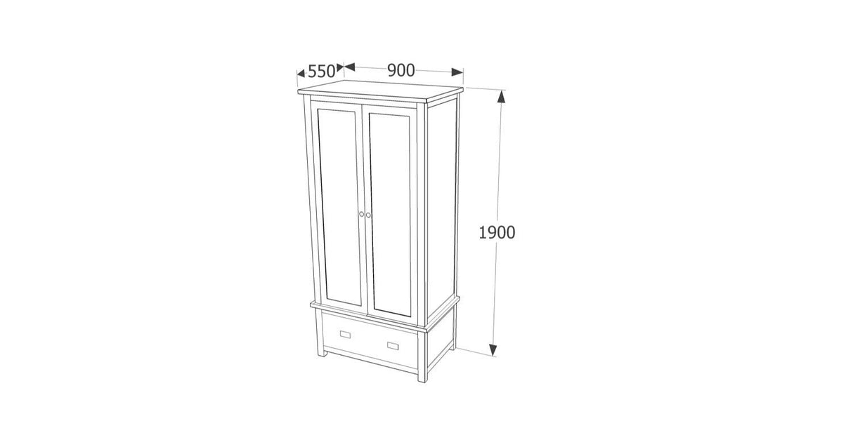 Ballard 2 Door, 1 Drawer Wardrobe