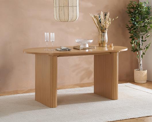 Axel Oval Fluted Dining Table - Oak