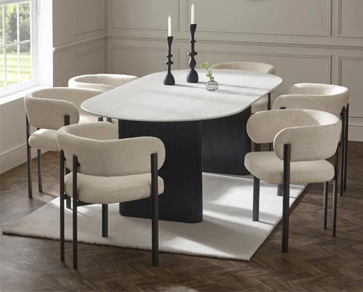 Bolivia Set of 2 Dining Chairs Cream & Black