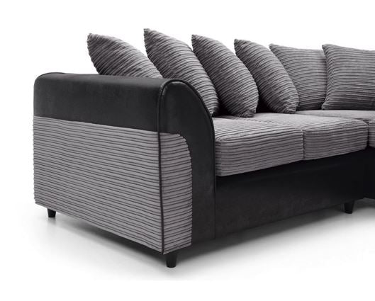 Harley Right Hand Facing Corner Sofa - Black & Charcoal