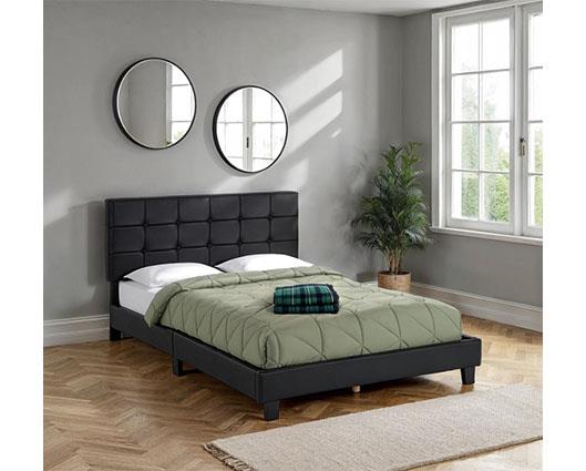 ARRAN 4'6" BED - BLACK FAUX LEATHER