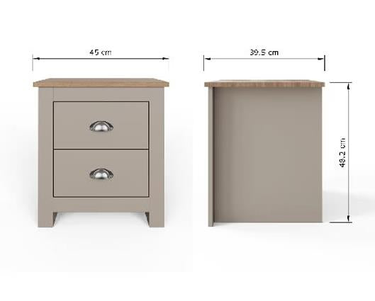 Lachlan 2 Drawer Bedside-Grey